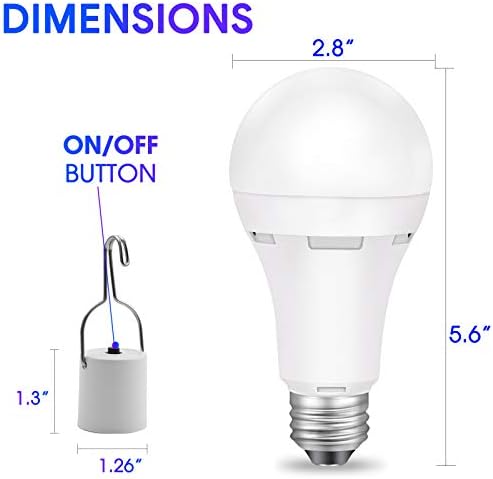 Energikus Sürgősségi LED Izzók Újratölthető 60W Egyenértékű, A21 LED 6.5 W 2700K Puha Fehér E26 Bázis, Sürgősségi Izzók az Áram, 4