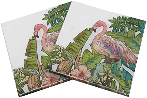 100 Csomag Trópusi Virágok Flamingo Nyomtatás Papír Szalvéták Elegáns Koktél Szalvéta 2 Rétegű Ebéd Szalvéta Eldobható Papír Szalvéta a