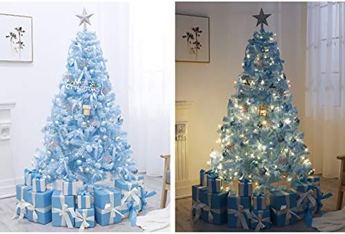 YUMUO Prémium Özönlött a karácsonyfa,Mesterséges karácsonyfa Lightst & Dekorációk,Nyaralás, Szezonális Dekoráció-Kék 270cm(9ft)