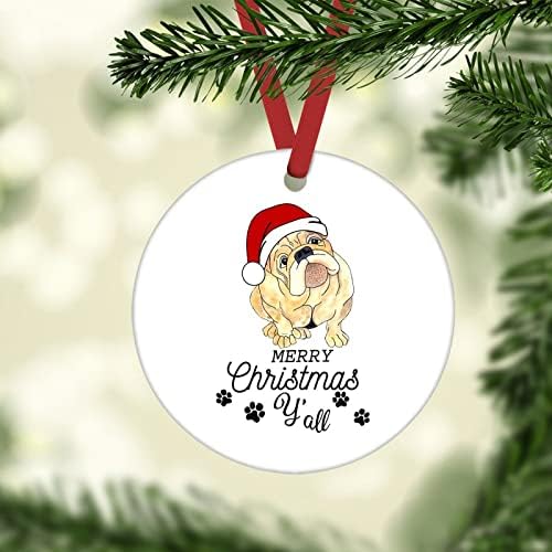 Kerámia Karácsonyi Dísz Boldog Karácsonyt mindenkinek Dísz angol Bulldog Első karácsonyfa Dísz, karácsonyfadísz Holiday Home Decor