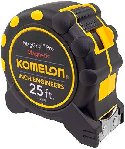 Komelon 7125IE; 25 x 1 Mágneses MagGrip Pro mérőszalag a Hüvelyk/Mérnök Skála, Sárga/Fekete