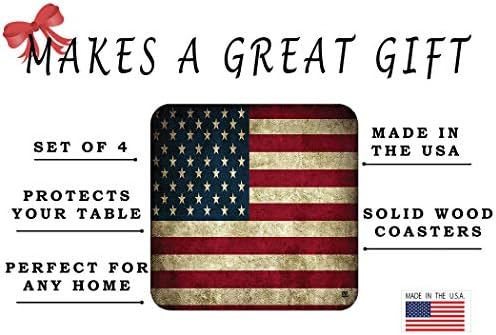 Hazafias USA Zászló Italt Poháralátét Szett Ajándék Egyesült Államok Rusztikus MINKET, Bár Otthon Konyha