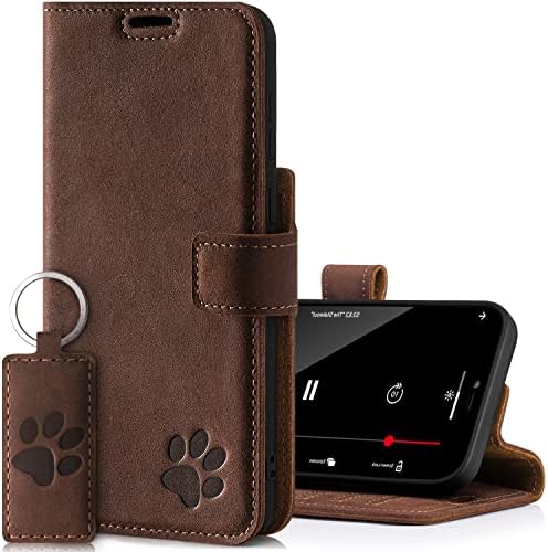 SURAZO iPhone 13 Pro Max Esetben Pénztárca Bőr Eredeti - RFID-3 Kártya Slot & Cash Zseb - Secure Mágneses Bezárása Plusz Állvány