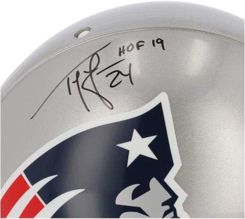 Ty Törvény New England Patriots Dedikált Riddell Hiteles Sisak HOF 19 Felirat, - Dedikált NFL Sisak