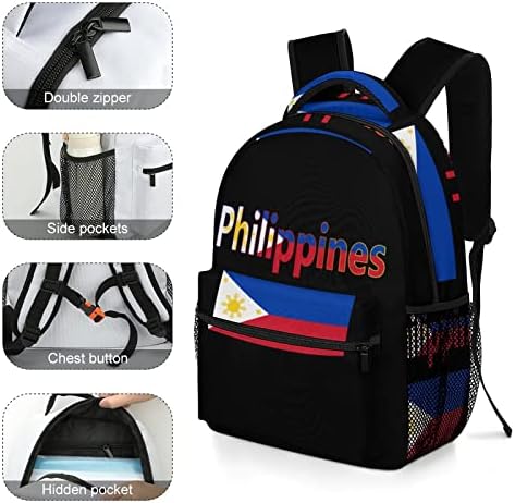Zászló A Fülöp-szigetek Utazás Hátizsákok Divat válltáska, Könnyű Multi-Pocket Daypack Iskolai Tanulmányi Munka Bevásárlás