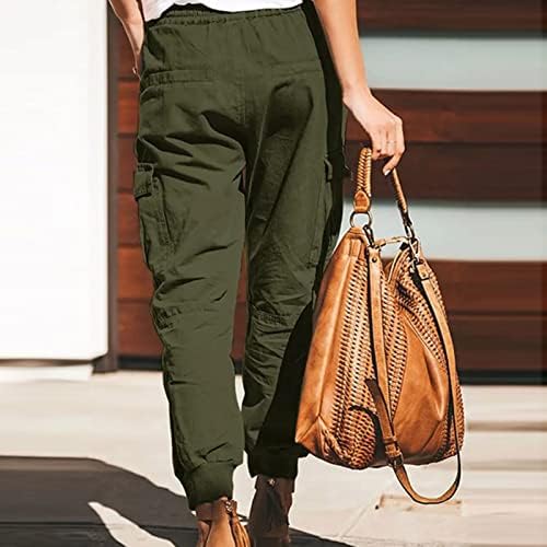 lcepcy Alkalmi Laza Összehúzható Derék Nadrág Női Plus Size egyszínű Több Zsebbel, Nadrág, Divat Streetwear Hadsereg Zöld