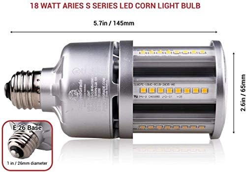 RuggedGrade 4 Csomag, 18 watt S-Sorozatú LED Kukorica Izzó - 5000K - Kukorica Izzó -Csere fémhalogén, HPS vagy CFL - Magas
