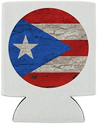Rusztikus Szomorú Puerto Rico Zászló Fa Nézd, Lehet, Hűtő - Ital Ujja Ölelkezős Összecsukható Szigetelő - Ital, Szigetelt Jogosultja