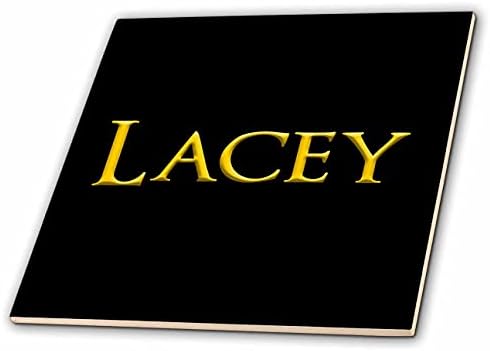 3dRose Lacey elterjedt hölgy nevét az Amerika. Sárga, fekete varázsa - Csempe (ct_349263_1)