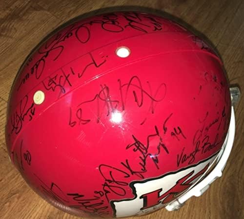 1995 Chiefs csapatát aláírt teljes méret játék sisak Derrick Thomas Neil Smith +29 SZÖVETSÉG - Dedikált NFL Sisak