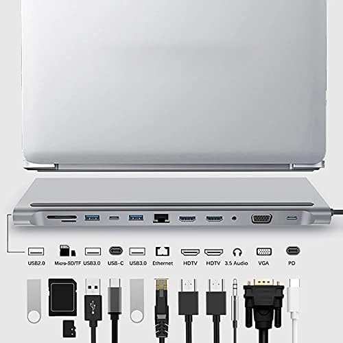 SJYDQ 12 in 1 USB C Hub Laptop Dokkoló Állomás Típusa-C-két HDMI-Kompatibilis/VGA/USB 3.0 Hub/PD/RJ/Micro SD/TF Kártya Dock Adapter