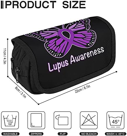 Lupus Tudatosság Pillangó Nagy Kapacitású Ceruza Esetben, Multi-Slot Ceruza, Táska Hordozható Toll Tároló Tok Cipzárral