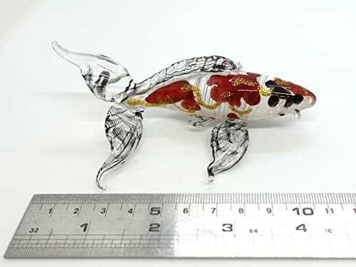 Sansukjai Japán Koi Ponty Hal Figurák, Állatok Kézzel Fúvott Üveg-Művészet Gyűjthető Ajándék Díszíteni 4 Hüvelyk (Fehér, Vörös)