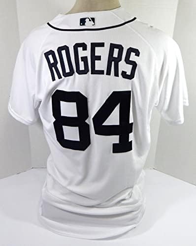 A 2018-as Detroit Tigers Jake Rogers 84 Játék Kiadott Pos Használt Fehér Jersey 44 74 - Játék Használt MLB Mezek