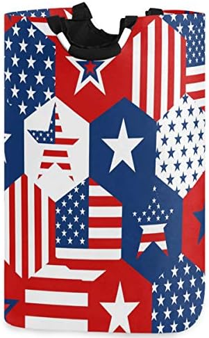 visesunny Amerikai Star USA Zászló Nagy Szennyesben fogantyúval Lehajtható Tartós Szennyestartót Mosoda Táska Játék-Bin Fürdőszoba,