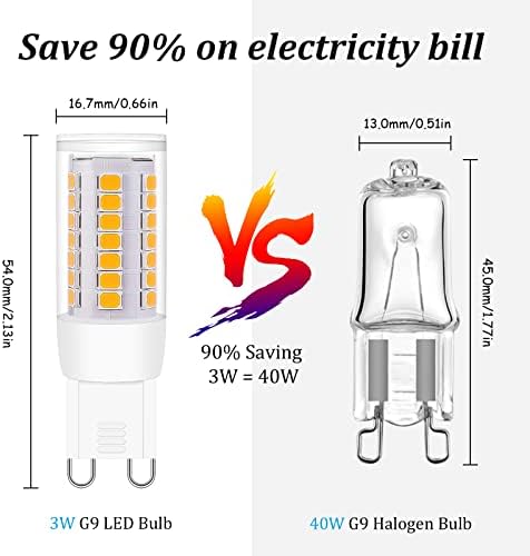 VALUCKY G9 LED Szabályozható Izzók,3000 Meleg Fehér G9 led Izzók, 3W 120v Halogén lámpa 40W Egyenértékű,85% - os Energia Megtakarítás