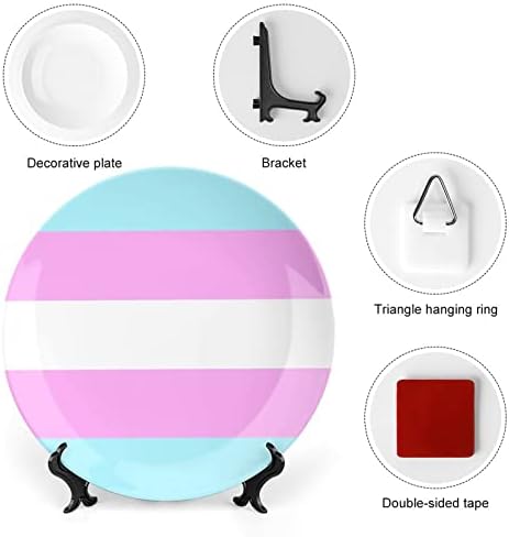 Pasztell Pride Flag - Transznemű LMBT Régi porcelán Dekoratív tábla Display Állvány Aranyos Lemez Ajándék lakberendezés