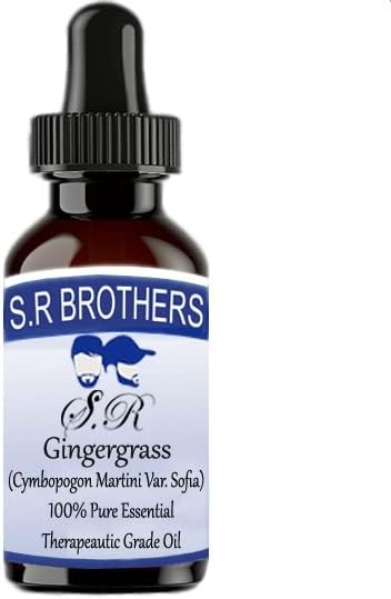 S. R Testvérek Gingergrass (Cymbopogin Martini VAR.Sofia) Pure & Natural Therapeautic Minőségű illóolaj Cseppentő 100ml
