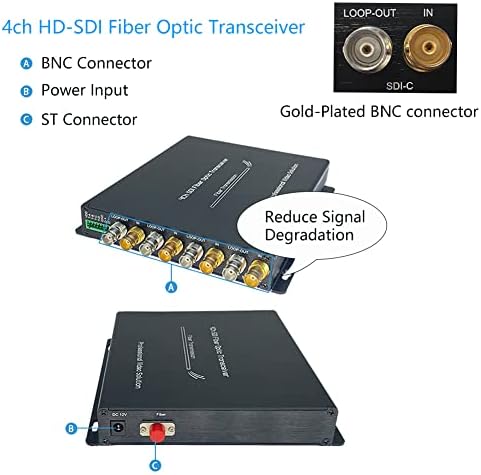 Steloproad 4 CSATORNA HD-SDI Optikai Átalakító 1080P Adás Szinten SDI Videó Optikai Adó-vevő Hurok Kimenet 4 csatorna HD-SDI Rost Extender