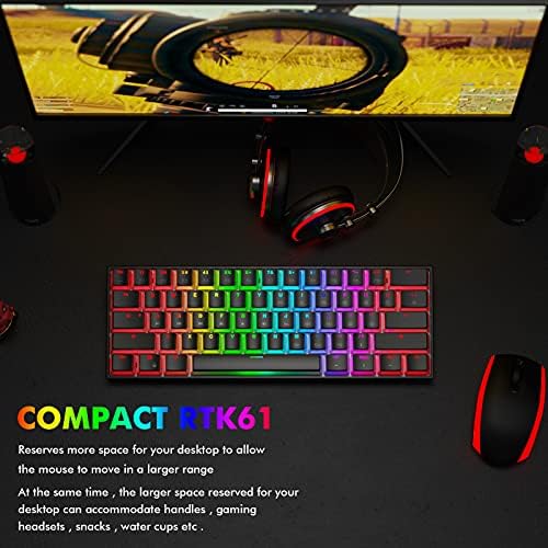 Ractous RTK61P 60% - os Mechanikus Gaming-Billentyűzet RGB Háttérvilágítású PBT Puding keycaps 61key Ultra-Kompakt, Vezetékes Billentyűzet,