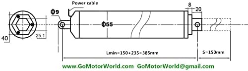 Davitu DC Motor - 230mm/sec=9.2 inch/sec sebesség 50N=5KG=11LBS terhelés 150mm=6inch stroke 24V DC nagysebességű DC mini lineáris aktuátor