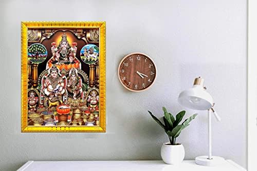 ZIG ZAG Istennő Kubera Lakshmi Képkeret Falra , Templom , Asztal , Pooja Szoba ( 7x9 cm, Arany)
