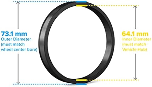 StanceMagic Hubcentric Gyűrűk (Pack 4) - 64.1 mm ID 73.1 mm OD - Fekete Poli Szén-Műanyag Hubrings Hub - Csak Kompatibilis Honda Acura