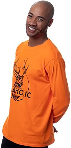 Elkaholic | Vicces Jávorszarvas Vadászat Nagy Vadász Blaze Narancssárga Biztonsági Hosszú Ujjú Vadászat T-Shirt Férfi Nő