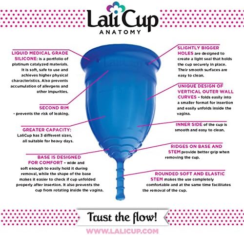 LaliCup Menstruációs Csésze Ingyenes LaliWipes Intim Törlőkendő (Modell, L, Kék)