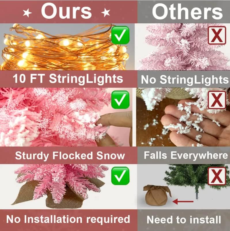 2láb Mini karácsonyfa Fény Mesterséges Kis Asztali Rózsaszín Karácsonyi Dekoráció a Özönlöttek a Hó; Gyönyörű Dekoráció &