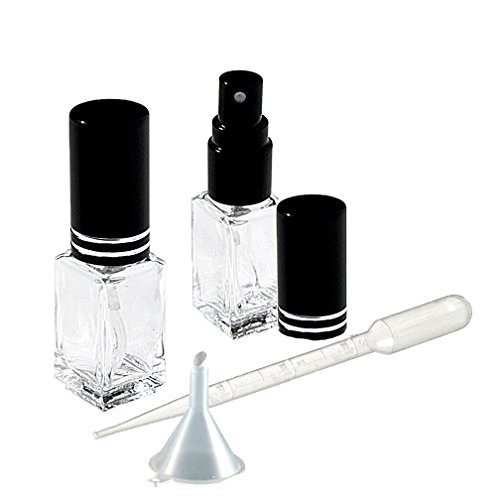 Grand Parfums Parfüm Porlasztó, Üres Újratölthető Négyzetméter Üveg, Fekete Permetező 1/6 Oz 5ml Szett (10)