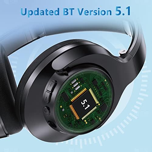 Emuael Bluetooth Fejhallgató Vezeték nélküli,70H Játékidő 3 EQ Zene Mód Felett Fülhallgató Mikrofonnal,Összecsukható, Könnyű,