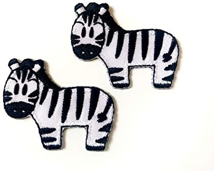 TH Készlet 2 Kicsi. Mini Zebra Állati Aranyos Rajzfilm Logó Foltokat Varrni Vas a Hímzett Applied Jelvény Jel Javítás Ruha Jelmez