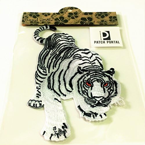 Javítás Portál Fehér Tigris 6 Hüvelyk Állatok Vadon Élő Ragadozó Hímzett Appliqués