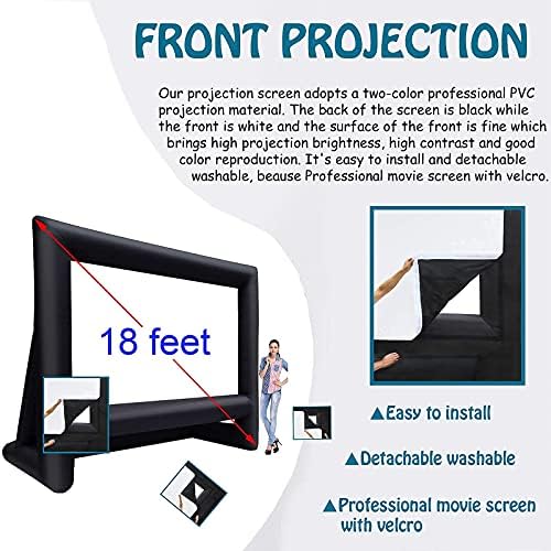 GYUEM 18 láb + 22 méter Felfújható Kerti Projektor Film Képernyő - Csomag a Kötelet, Ventilátor, Sátor, Karó - Hordozható,Nagy Kültéri, illetve