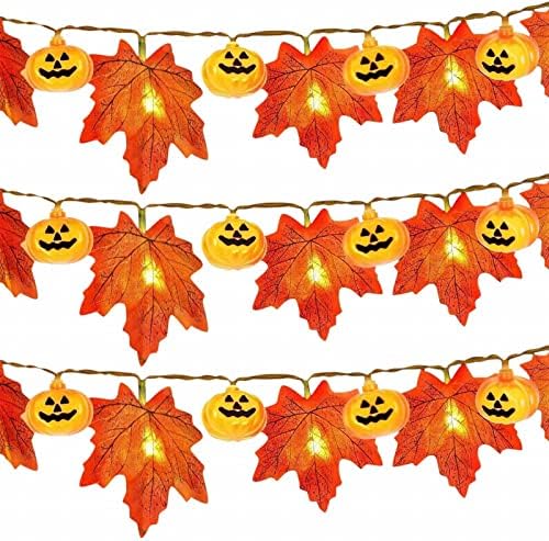 bvgfsahne Fény Nyakkendő Hálaadás Halloween Akkumulátor Doboz LED-Maple Leaf fényfüzér Beltéri, mind Kültéri Dekoratív fényfüzér 3M