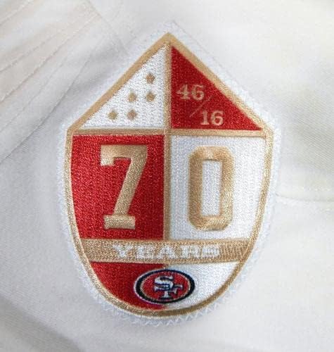 2015 San Francisco 49ers DeAndre Fehér 18 Játékban Használt Fehér Jersey-70 P 40 1 - Aláíratlan NFL Játék Használt Mezek