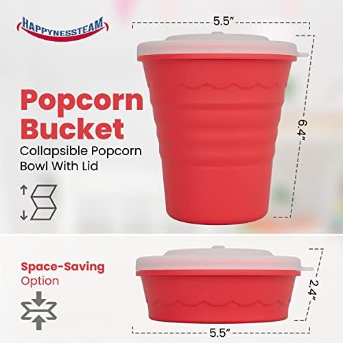 Happynessteam Popcorn Popper – Szilikon Popcorn Popper Mikrohullámú sütő Összecsukható, Gyümölcs, Dió, Snack – Popcorn Készítő