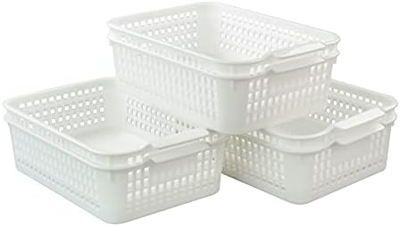 Fiazony 6-Pack Fehér Műanyag Irodai asztali Tároló Kosarak, Tálcák, 11.61L x 8.62W x 3.35H