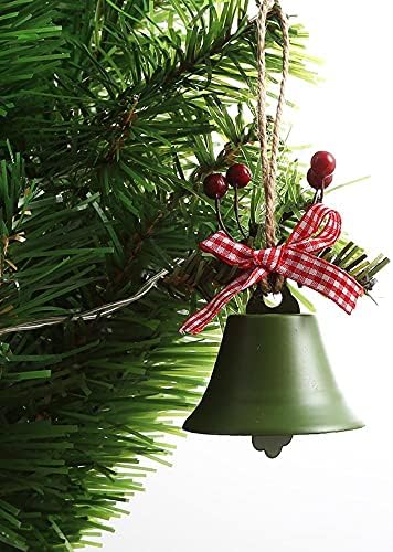 WKqifeil 2db Karácsonyi Kovácsoltvas Bell Dekoráció Medál Tartozékok Kender Kötél Holly Berry Karácsonyi Csengő Medál