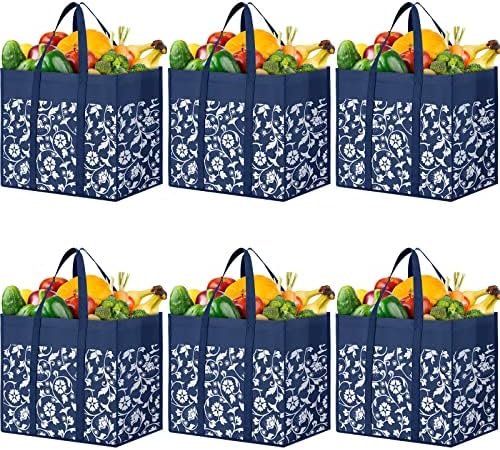 WOWBOX Újrafelhasználható Táskák Összecsukható Tote Bags tömeges a Megerősített Kezeli Bevásárló Táskák Élelmiszert, nagy teherbírású,