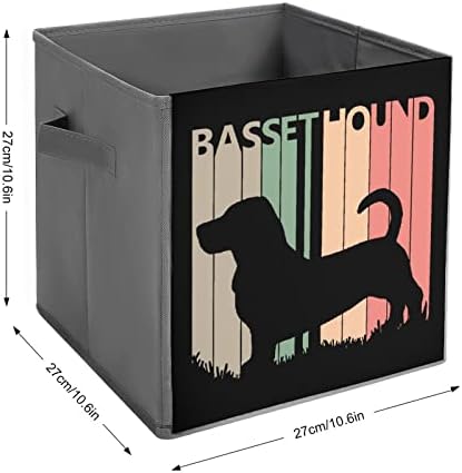 Évjárat Basset Hound Kutya Összecsukható Anyag Tároló Kocka Box 11 Inch Összecsukható Tárolók fogantyúval