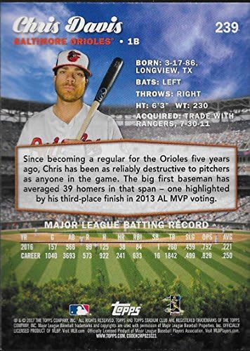 2017 Topps Stadion Club 239 Chris Davis Baltimore Orioles Baseball Kártya