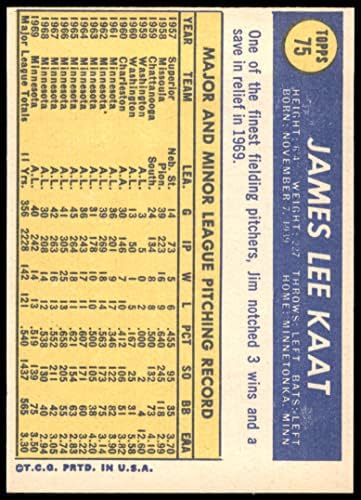 1970 Topps 75 Jim Kaat Minnesota Twins (Baseball Kártya) EX/MT Ikrek