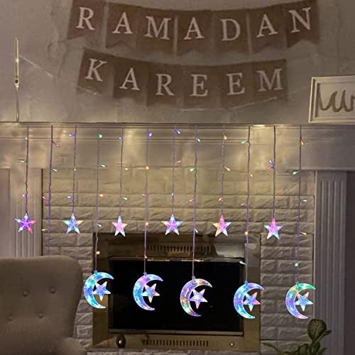 YIRHYZC Ramadan Fények, 126 Led-12 Hold, Csillag, Fény 8 Villogó Mód, Ablak, Lámpák, Eid Fények, a Ramadán Dekorációk, Csillag