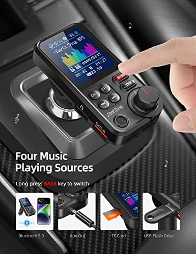Nulaxy FM Bluetooth Adó autót, Erős Mikrofon Bluetooth Autós Adapter 1,8 Színes kijelző a Kezét Ingyenes Hívások, Támogatja a QC3.0 Töltés,
