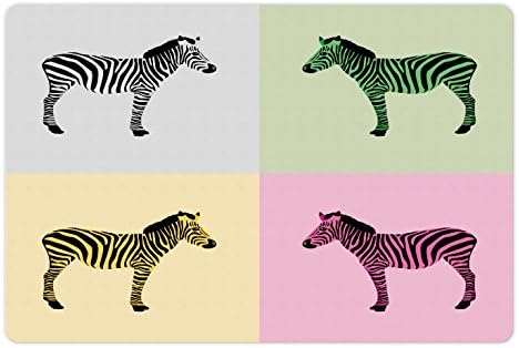 Ambesonne Pink Zebra Pet-Mat az Étel, a Víz, a Zebrák a Doboz Pop Art Avantgárd Hatása Grafikus, Téglalap Csúszásmentes gumiszőnyeg