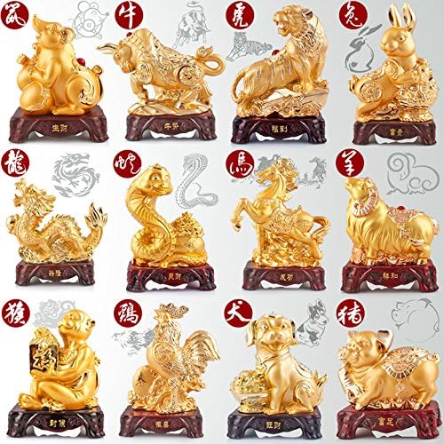 BOYULL Kínai Zodiákus Disznó Év Nagy Méretű, Arany Gyanta Gyűjthető Figurák Asztal Dekoráció Szobor