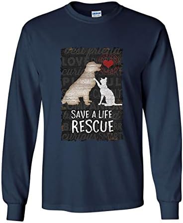 Ments meg egy Életet Megmenteni egy Pet Hosszú Ujjú Póló Kutya, Macska, Cica, Kutyus Menedéket Mancs Póló királykék XX-Nagy