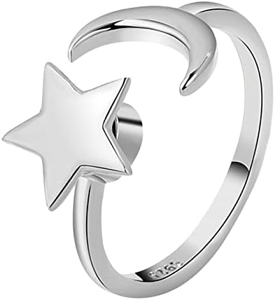Éles, Rozsdamentes Acél Gyűrű Meghatározott Szorongás Állítható Forog, s a Hold Gyűrűk Gyűrű Állítható Divat Nyitvatartási Csillag Ajándék